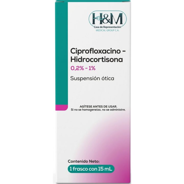 Ciprofloxacina + Hidrocortisona 0.20% – 1% gotas óticas