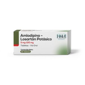 Amlodipina + Losartán Potásico 5 mg/100 mg tabletas